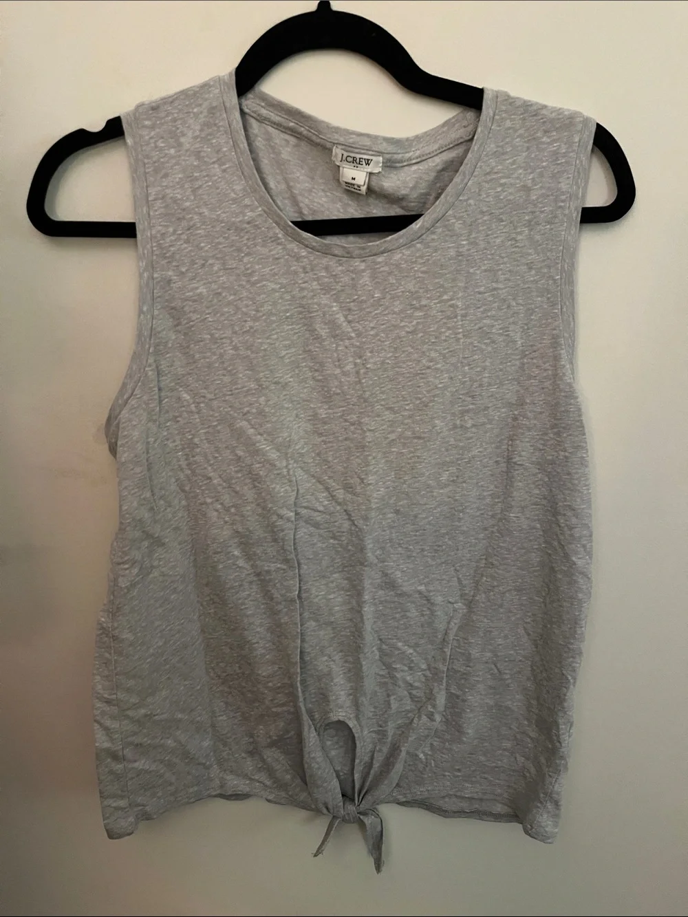 J. Crew Light Gray Knot-Front Sleeveless Tank Sz M